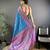 blue satin silk blend zari woven saree with unstitched blouse piece.