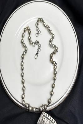 Vintage tribal statement necklace, oxidized silver boho pendant necklace 4