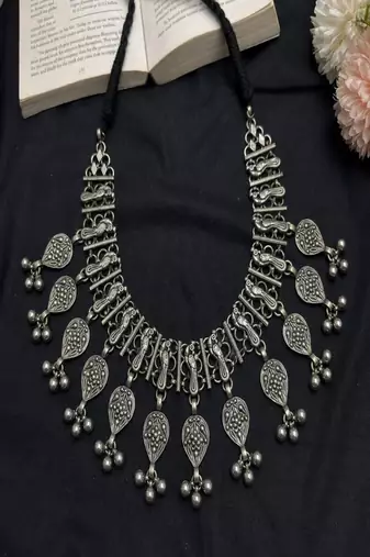 Vintage tribal silver statement necklace, boho gypsy choker necklace