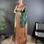 green satin silk blend zari woven saree with unstitched blouse piece.