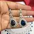 Royal Blue Teardrop Crystal Bridal Necklace Earrings Set, Silver CZ Wedding Jewelry