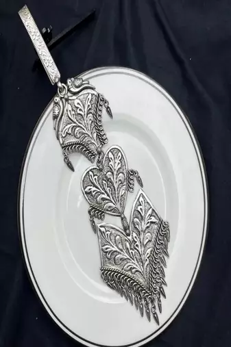 Oxidized silver kamar kandora, saree chabi challa, handmade indian satka waist keychai
