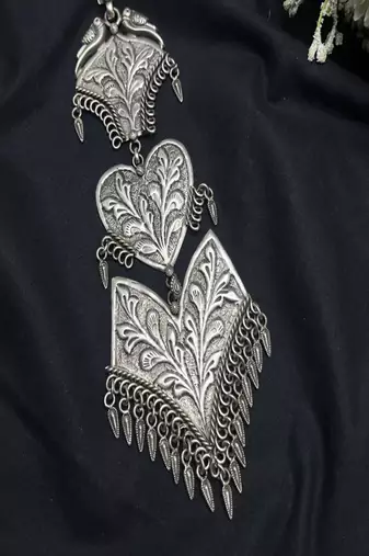 Oxidized silver kamar kandora, saree chabi challa, handmade indian satka waist keychai