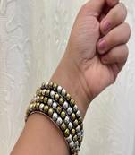 Dual tone bangle set: oxidized german silver, gold plated
