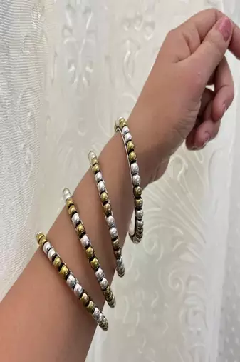 Dual tone bangle set: oxidized german silver, gold plated