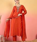 Women Ethnic Motifs Embroidered Regular Kurta with Trousers & Dupatta