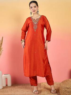 Women Ethnic Motifs Embroidered Regular Kurta with Trousers & Dupatta 5