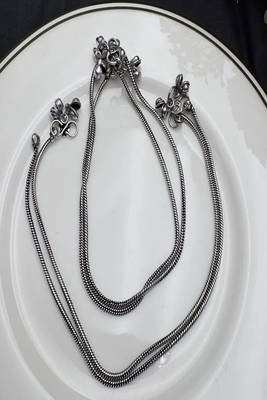 Double snake chain silver anklet with bells | indian payal pair | ethnic beach anklet 3