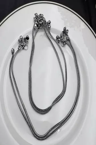 Double snake chain silver anklet with bells | indian payal pair | ethnic beach anklet