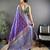 purple satin silk blend zari woven saree with unstitched blouse piece.