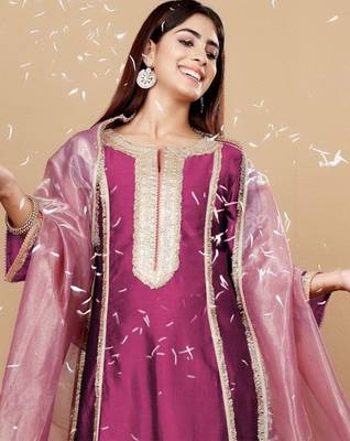 Yoke Design Regular Sequinned Kurta with Trousers & With Dupatta 2