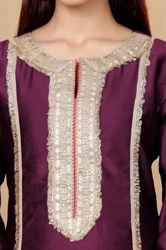 Yoke Design Regular Sequinned Kurta with Trousers & With Dupatta
