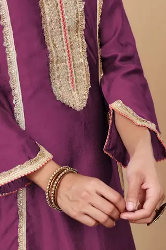Yoke Design Regular Sequinned Kurta with Trousers & With Dupatta