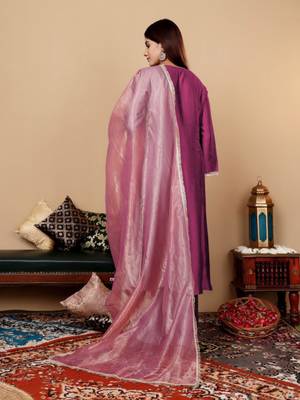 Yoke Design Regular Sequinned Kurta with Trousers & With Dupatta 7
