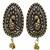 Oxidized peacock earrings, dual tone indian statement studs