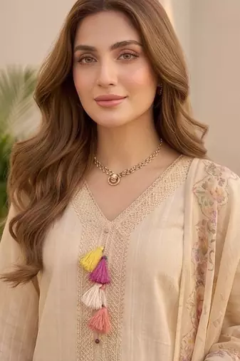 Women Floral Embroidered Regular Thread Work Pure Cotton Kurta with Trousers & With Dupatta