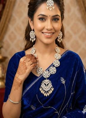 Kundan choker set: indian bridal jewelry with pearls 1