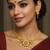 Antique gold temple necklace set with earring, south indian bridal jewelry