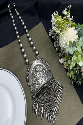 Oxidized silver tribal necklace: boho brass ethnic jewelry 3
