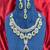 Emerald green bridal jewelry set silver-plated necklace, earrings, maangtika