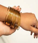 Gold bangle set: stackable indian chudi, minimalist ethnic jewelry, size 2.8