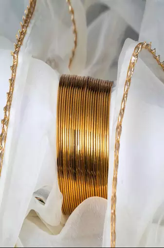 Gold bangle set: stackable indian chudi, minimalist ethnic jewelry, size 2.8