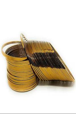 Gold bangle set: stackable indian chudi, minimalist ethnic jewelry, size 2.8 4