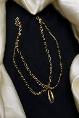 Gold cowrie shell anklet | double layer chain ankle bracelet 2