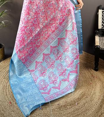 rani tissue silk blend kanjeevaram zari woven saree with unstitched blouse piece. 5
