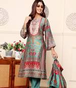 Ethnic Motifs Printed Chanderi Silk Tunic With Trousers