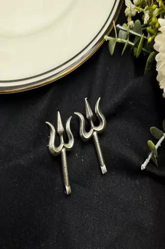 Silver trident earrings | trishul studs | spiritual shiva jewelry