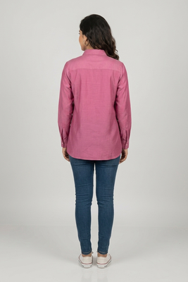 Mauve floral embroidered long-sleeve shirt 2