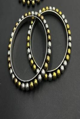 Indian oxidized jewelry set dual tone, boho tribal necklace earrings bangles ring set of 4 3