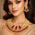 Antique gold kundan choker necklace set with ruby red stones