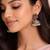 Pink stone oxidized jhumka earrings | silver boho pearl drop jhumki