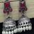 Pink stone oxidized jhumka earrings | silver boho pearl drop jhumki