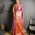 pink kanjeevaram silk blend zari woven saree with unstitched blouse piece.