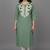Sage green leaf embroidered kurti set