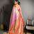 pink kanjeevaram silk blend zari woven saree with unstitched blouse piece.