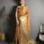 orange kanjeevaram silk blend zari woven saree with unstitched blouse piece.