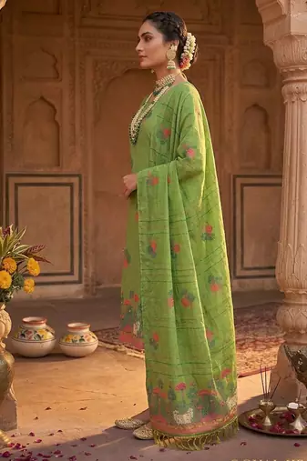 Pista handwoven jamdani cotton suit