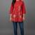 Red golden leaf embroidered short kurti
