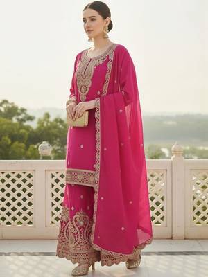 Women Ethnic Motifs Embroidered Regular Kurta with Sharara & With Dupatta 1