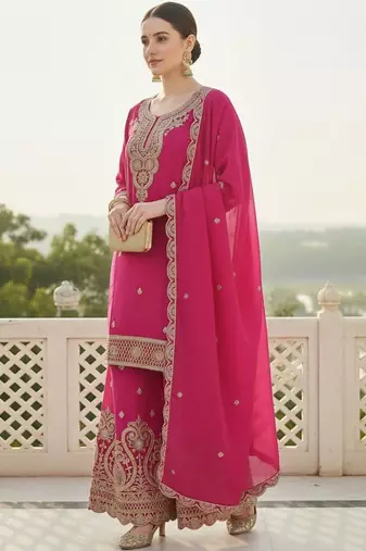 Women Ethnic Motifs Embroidered Regular Kurta with Sharara & With Dupatta