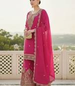 Women Ethnic Motifs Embroidered Regular Kurta with Sharara & With Dupatta