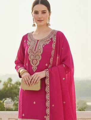 Women Ethnic Motifs Embroidered Regular Kurta with Sharara & With Dupatta 2