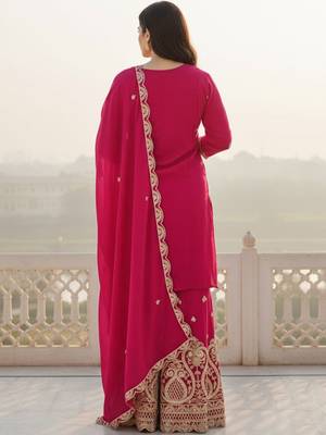 Women Ethnic Motifs Embroidered Regular Kurta with Sharara & With Dupatta 3