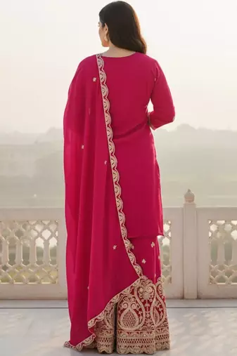 Women Ethnic Motifs Embroidered Regular Kurta with Sharara & With Dupatta