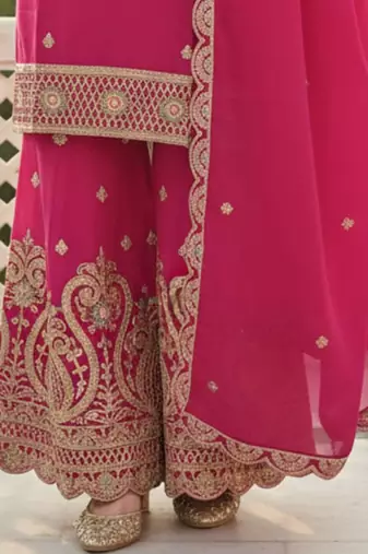 Women Ethnic Motifs Embroidered Regular Kurta with Sharara & With Dupatta