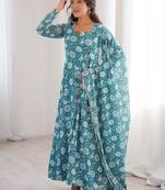 Sky blue printed georgette anarkali kurti